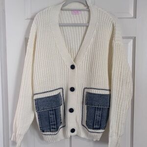 Pink Lily Denim Cardigan